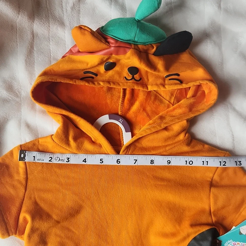 Halloween, Youth Girl Orange Black Cat Soft Squishmallows Pumkin Layered Dress